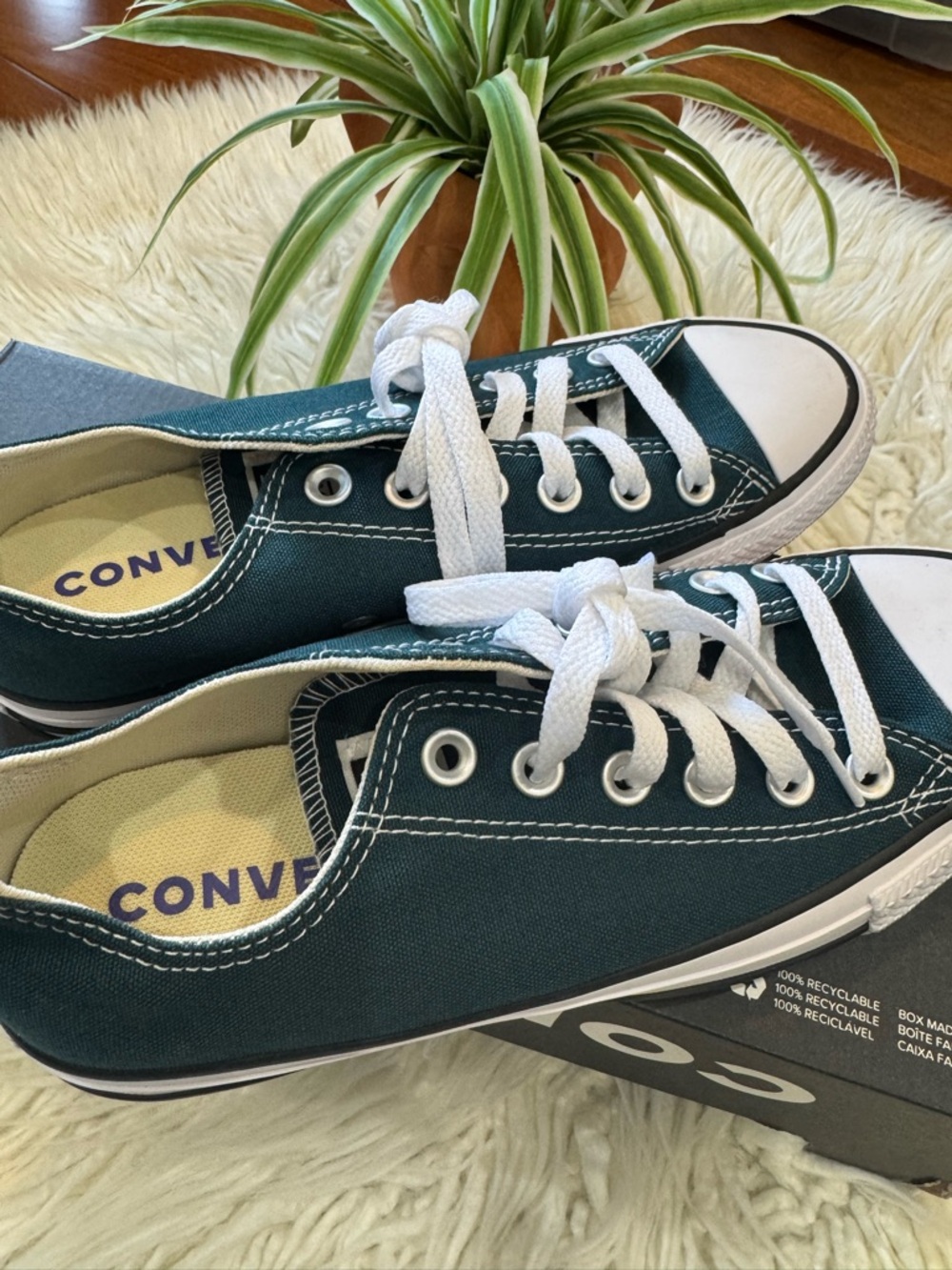 Converse Low-Top Sneakers in Teal Green - Picture 2 of 6